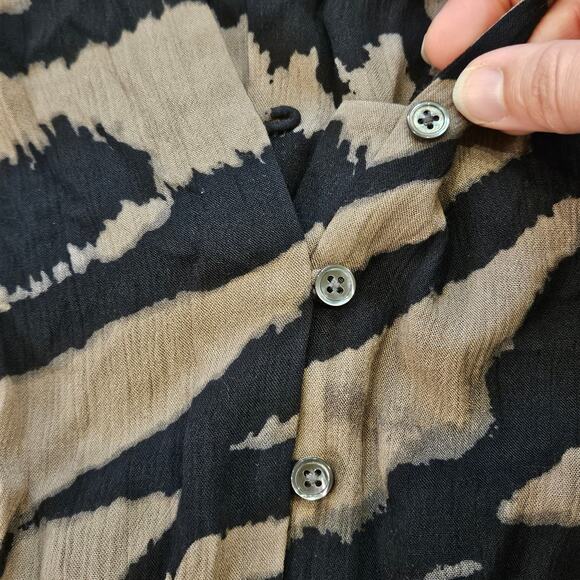 Rails Dress Womens Size XS Jasmine Tiger Stripe Smocked Waist Long Sleeve Tan - Picture 8 of 16